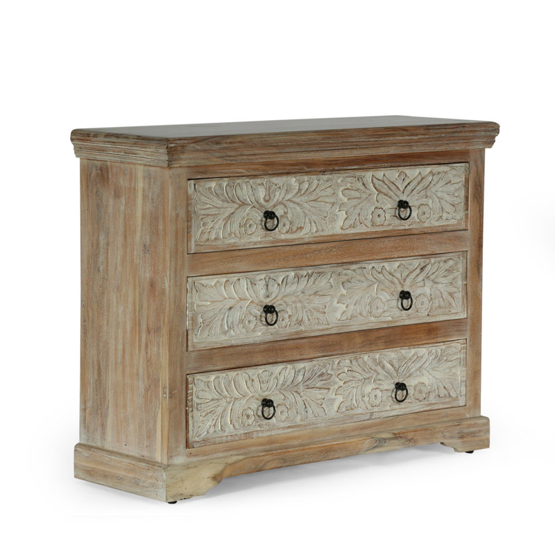 Commode 3 tiroirs White + Natural