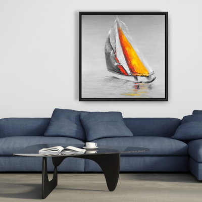Bateau à voile deux couleurs - Toile encadrée pour le décor du salon