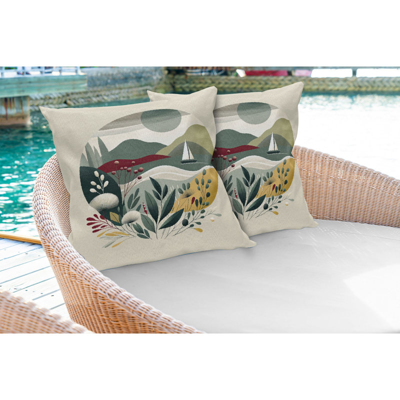 Ambesonne Nautical Throw Pillow Covers 2 Pack 16"x16" Sage Green, Square, 16"H x 16"W