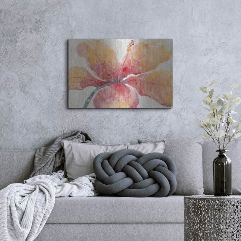 «Blooming Hibiscus» par Tim O'Toole, art mural en métal, H 24 po x l 36 po