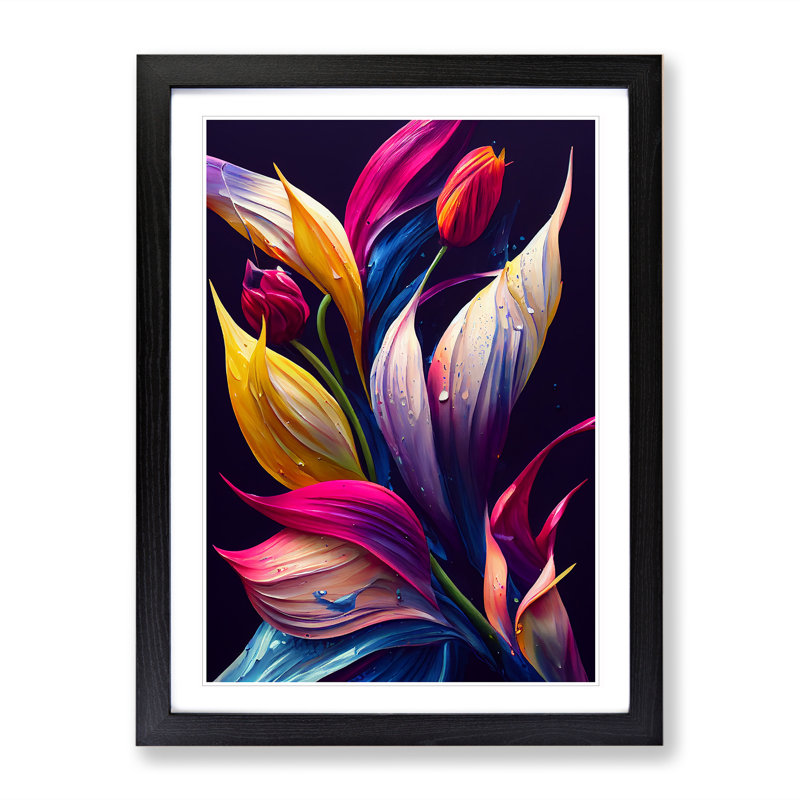 Vibrant Flowers No.6 - Single Picture Frame Print, Black Framed, 64cm H x 46cm W x 2cm D