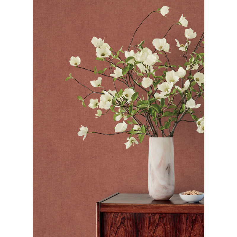 Papier peint imitation lin Nuovo Rust, Rouge