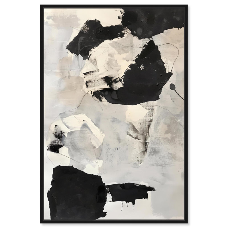 Art mural abstrait silencieux, H 16 po x l 11 po, Cadre noir