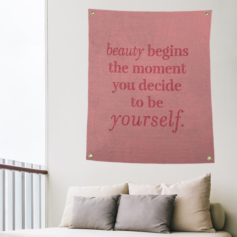 Tapisserie citation en polyester true, H 36 po x l 26 po, Rouge