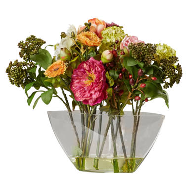 Primrue Faux Silk Sunflower Arrangement in Vase & Reviews