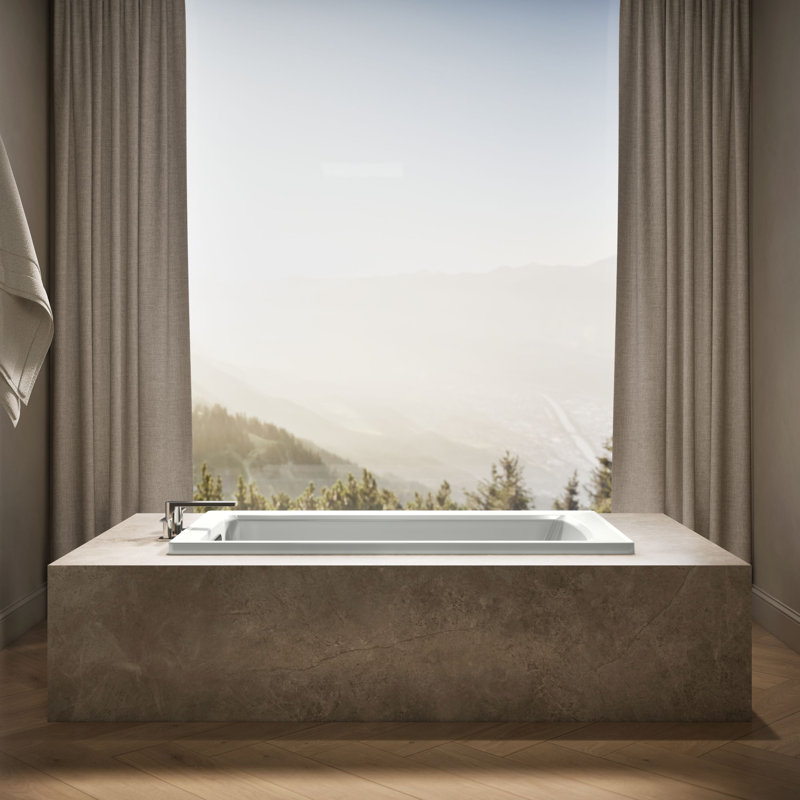 Archer Drop-In Bath with Reversible Drain, Ice Gray