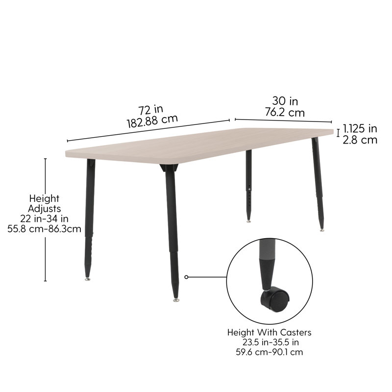 Table d'activité Adapte 24 x 36, 30 po x 72 po, Sable asiatique / noir