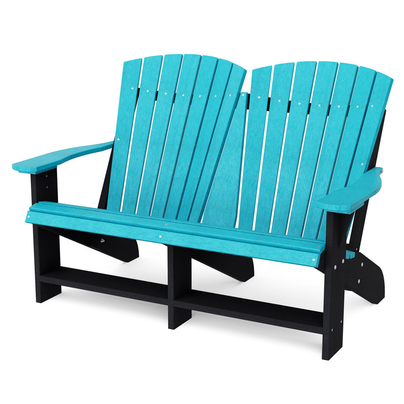 Heritage Double Adirondack Chair, Aruba Blue/Black