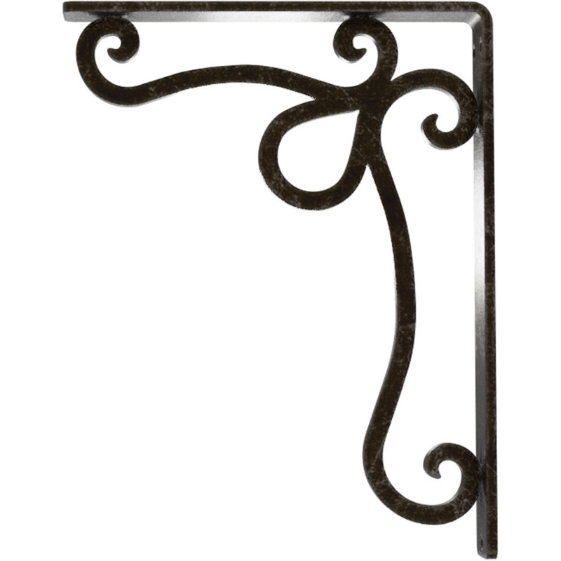 Support en fer forgé Orleans, H 10 po x l 1,5 po x P 7,5 po, Argenté antique chaleureux