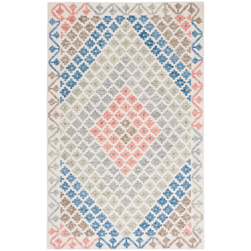 Tapis géométrique en laine / coton / latex touffeté à la main Aapri, Rectangle 4pi x 6 pi