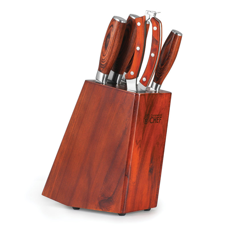 Commercial Chef 6 Piece High Carbon Stainless Steel Knife Block Set