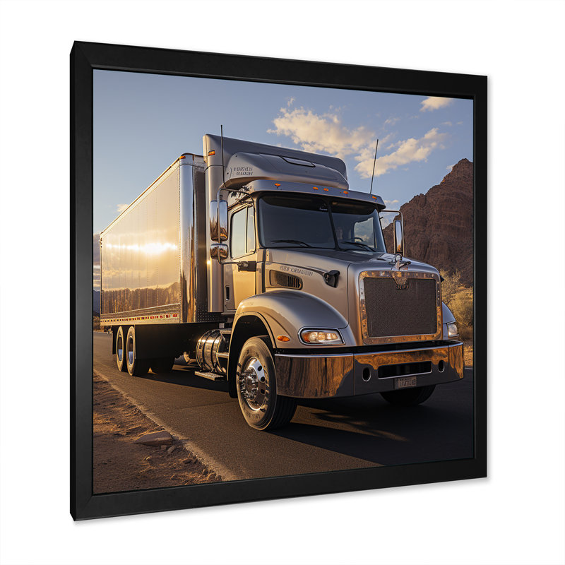 Route 66, livraison de camion sur toile, H 30 po x l 30 po x P 1 po, Cadre simple noir