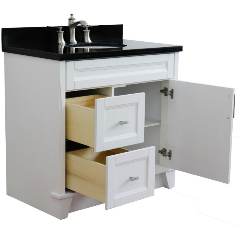 Ensemble de meuble-lavabo simple 37 po, Noir, Blanc