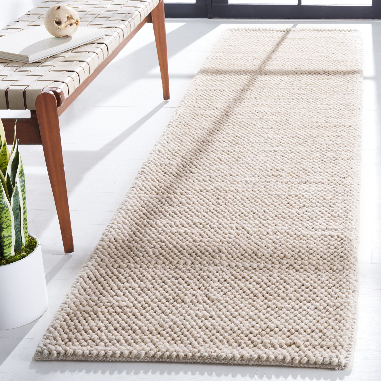 Danie Gray Ivory Hand-Woven Rug, Runner 2'3" x 13'