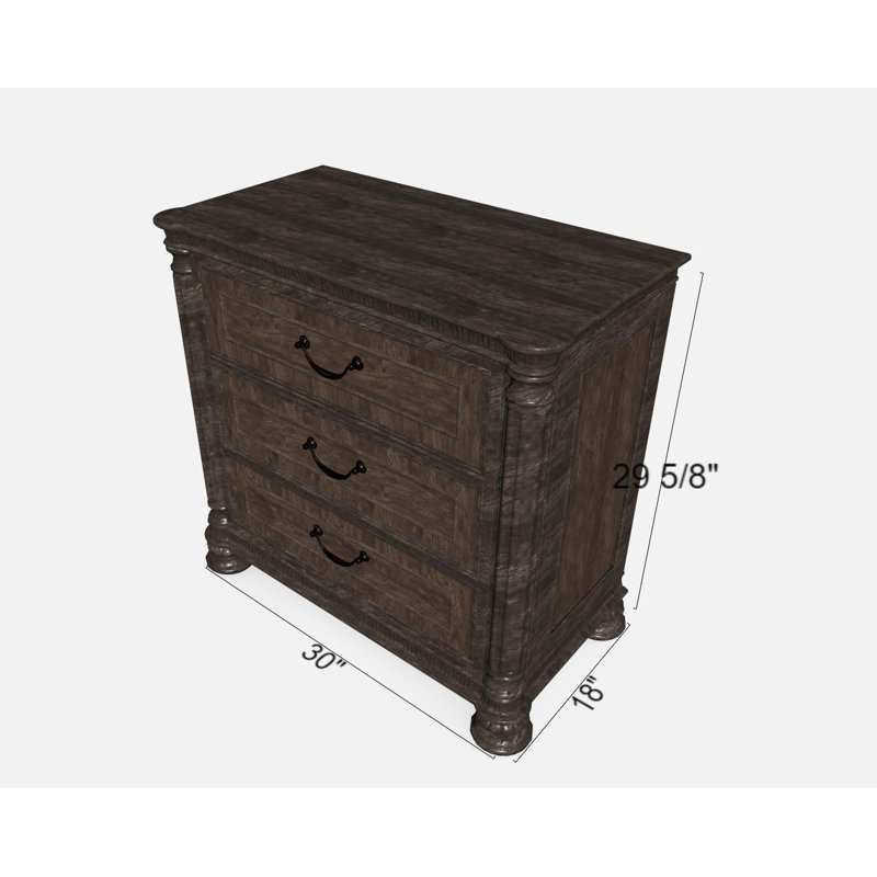 Emalei 3 - Drawer Nightstand, Rustic Natural