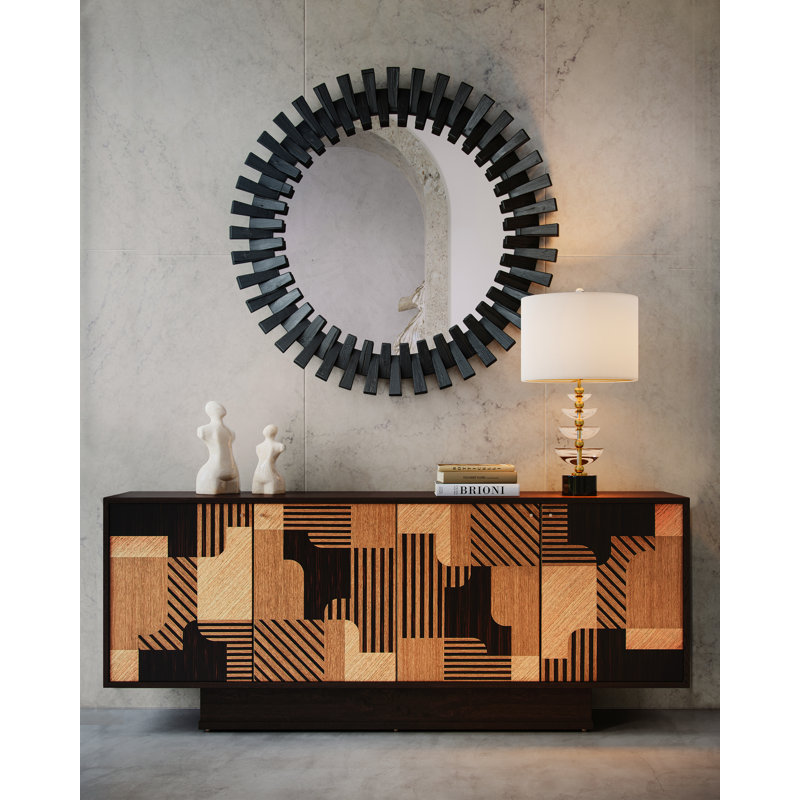 Diza Round Wall Mirror, Black