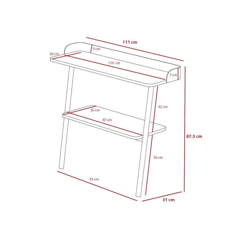Ahmednur 111cm Console Table, White, White