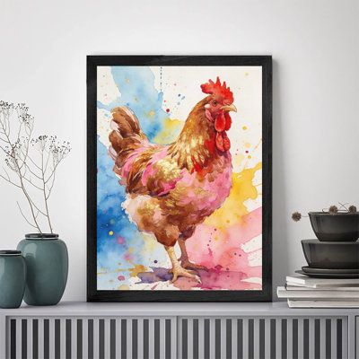 Décoration murale minimaliste encadrée avec cadre en bois massif coq pour décoration intérieure contemporaine