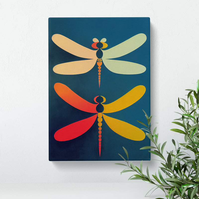 XC1022-3792X Retro Dragonflies - Wrapped Canvas Print, 50cm H x 35cm W x 3cm D