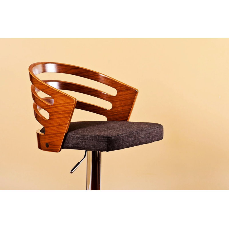 Adjustable Swivel Bar Stool With Wood Back
