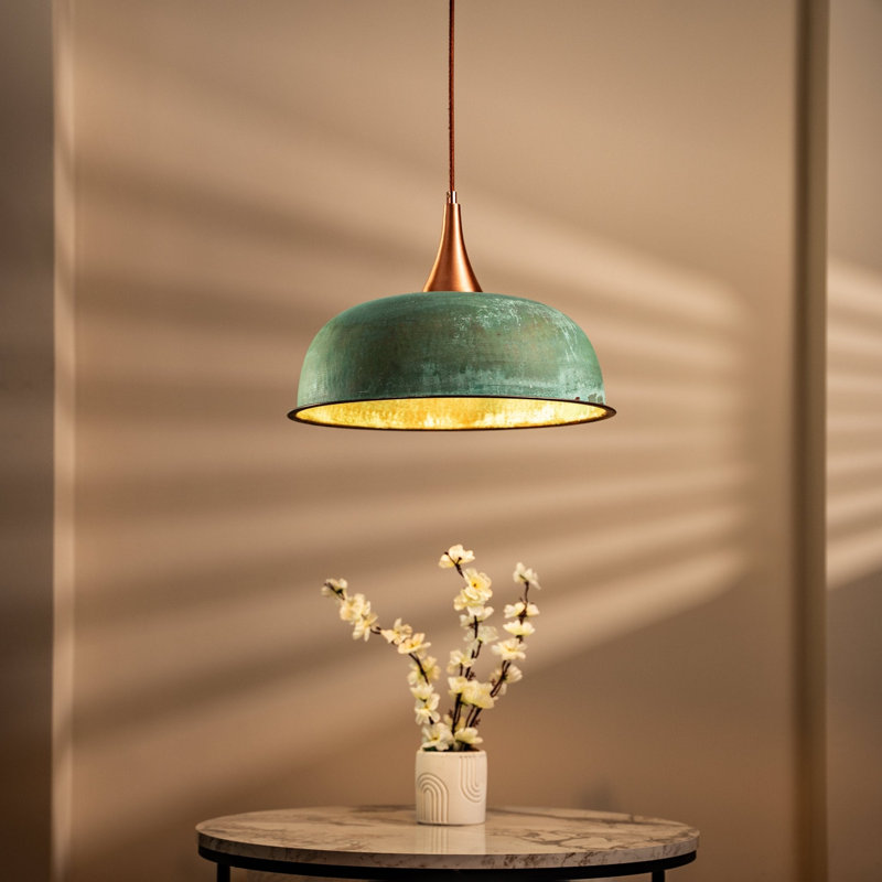 Luminaire suspendu en cuivre martelé fabriqué à la main ALFIQ pour la cuisine, la salle à manger et les espaces de vie, 14"