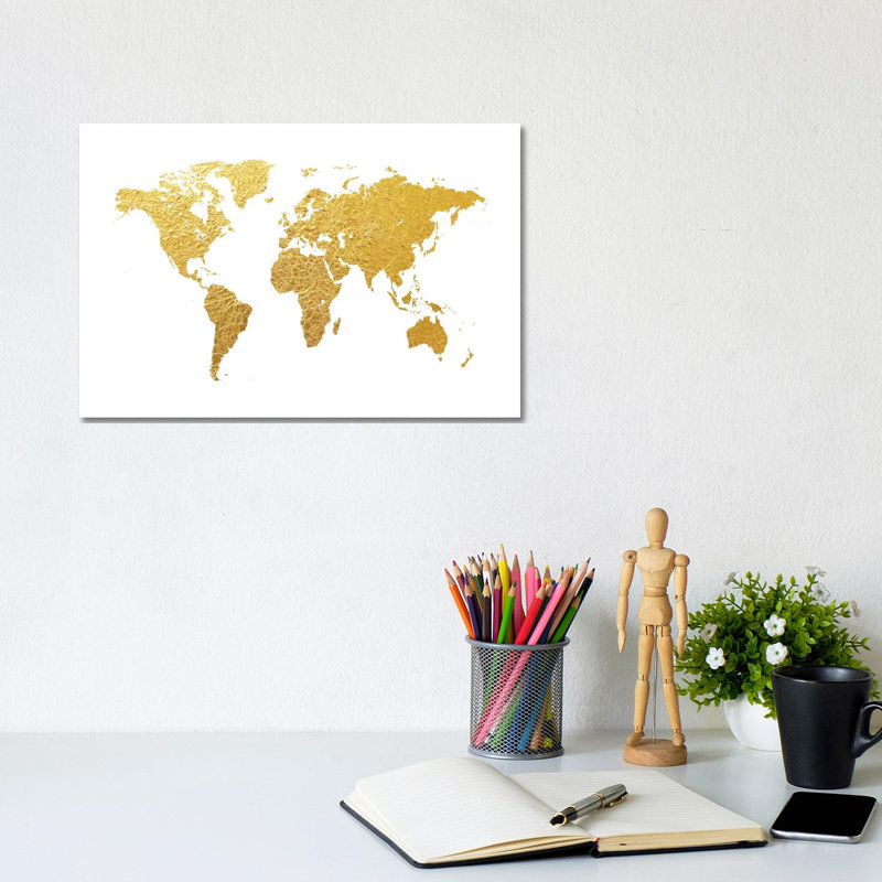 Gold Foil On White by Michael Tompsett - Print on Canvas, Wrapped Canvas, 20.32 cm H x 30.48 cm W