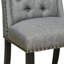 Ensemble de 2 fauteuils à oreilles Elvixa avec cadre noir antique et revêtement gris clair