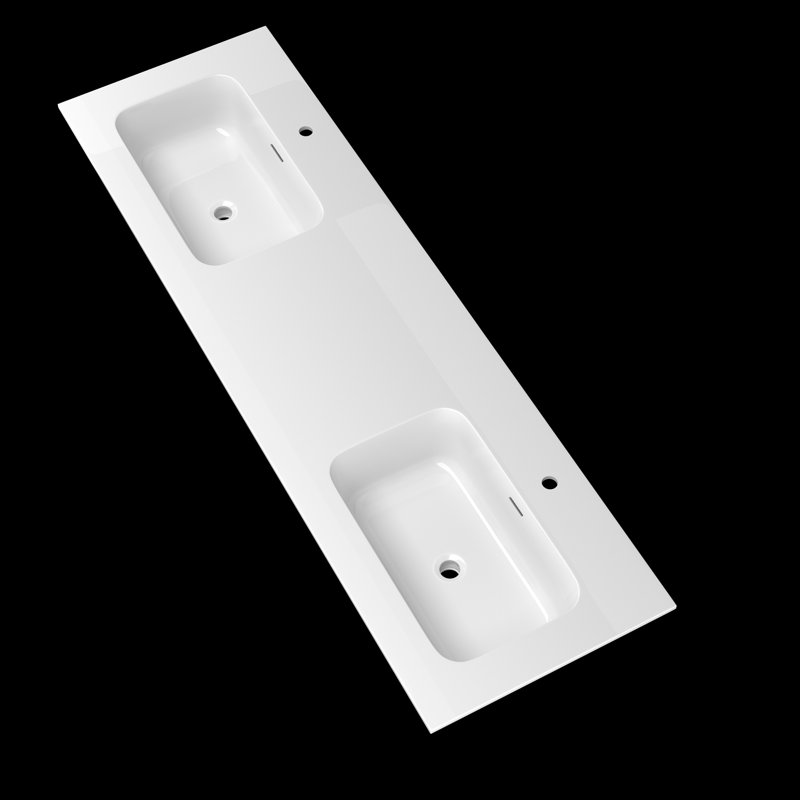 72'' W x 22'' D Solid Surface Vanity Top Rectangular White Vanity Sink Coauntertop with Pre-drilled Faucet Hole for Bathroom