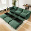 Chenille orange à 3 places avec repose-pieds, fonction de rangement modulaire, accoudoir en forme de croissant et, modulaire, tiroir sous chaque siège, ligne épurée-427369066