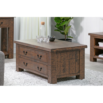 Jeri Solid Wood Lift Top Four Leg Coffee Table with Storage