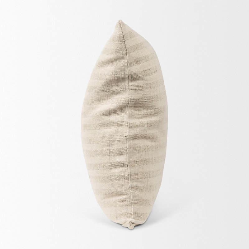 Jace Cream and Beige Striped Cotton Linen Square Pillow Cover
