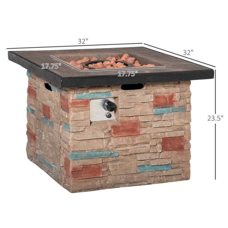 Outsunny 32 Inch Outdoor Propane Gas Fire Pit Table