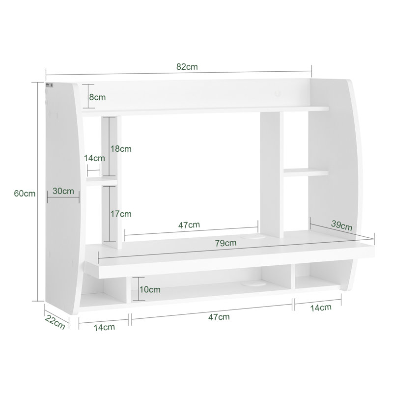 Raquon Small Floating Corner Desk Table for Small Space, White