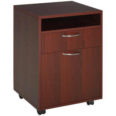 Organisateur de rangement mobile avec tiroir et armoire, support d'imprimante avec roulettes, brun