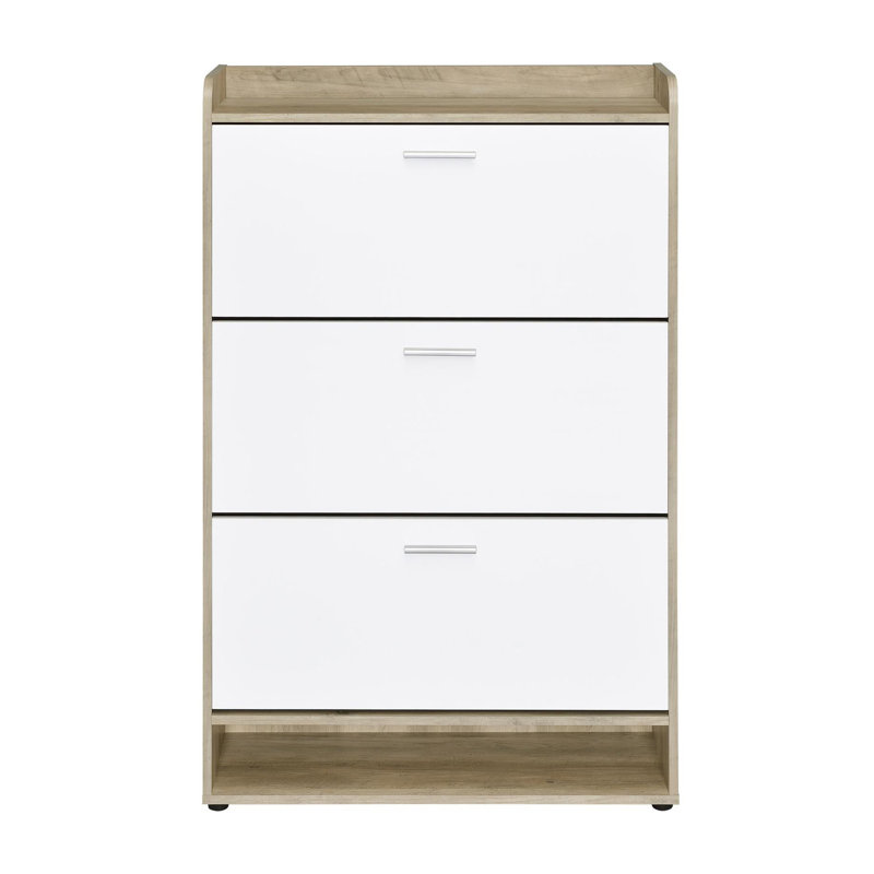 Kyla 3-tier Shoe Storage Cabinet, White/Natural