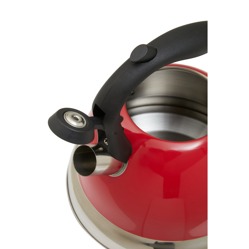 Belfry Kitchen Peniste 3L Stainless Steel Whistling Stovetop Kettle, Red