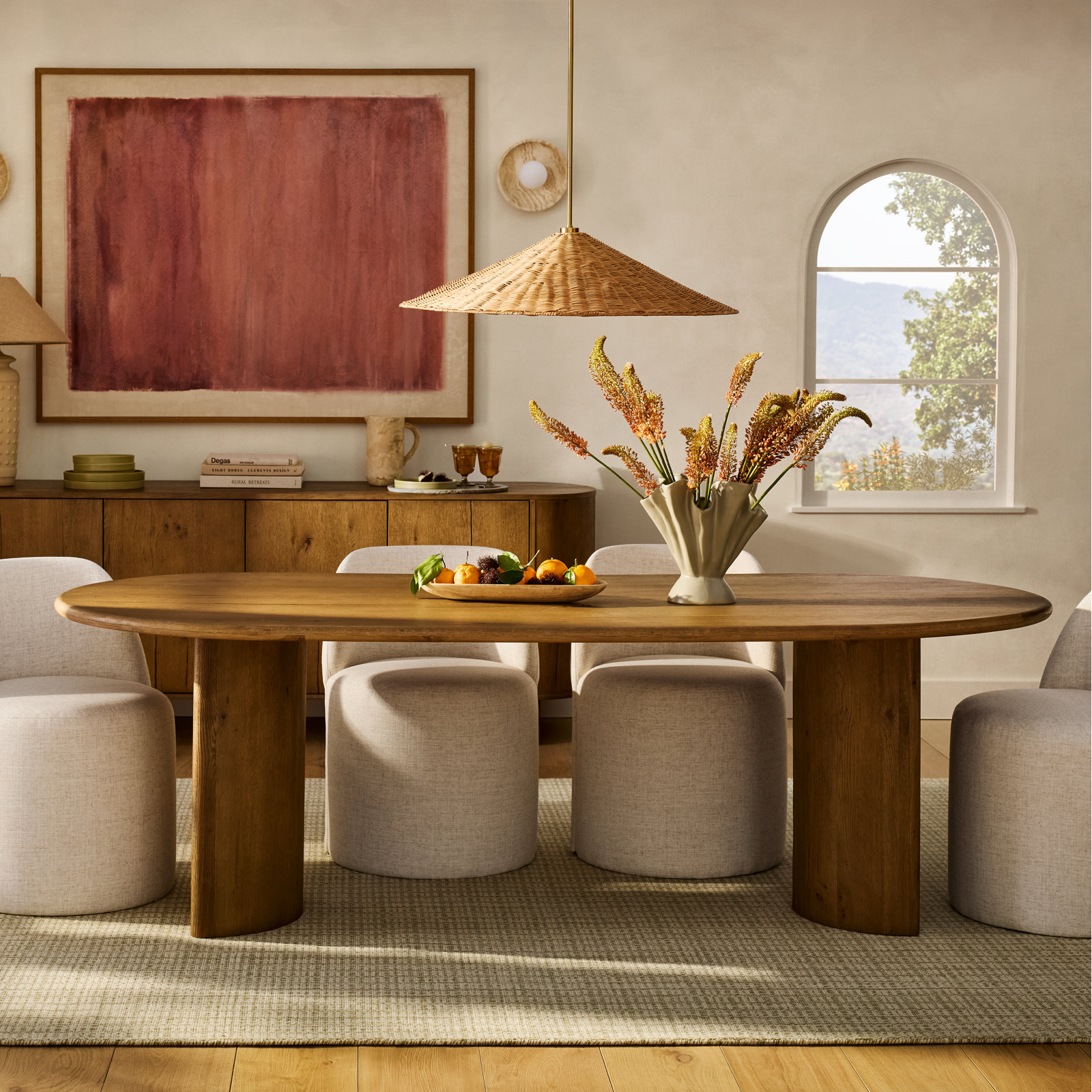 Haiden Solid Wood Dining Table, Sandy Acacia, 30" H x 94" W x 42" D