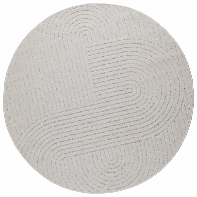Modern Indoor and Outdoor Rug, Cream, Round 160 cm