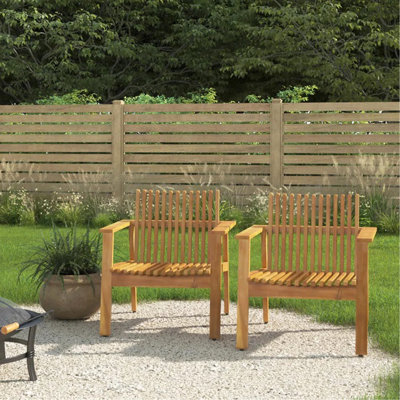 Outdoor Acacia Wood Slatted Club Chairs, Set Of 2, Teak Finish, Acacia Wood, 30"D X 28"W X 30.75"H