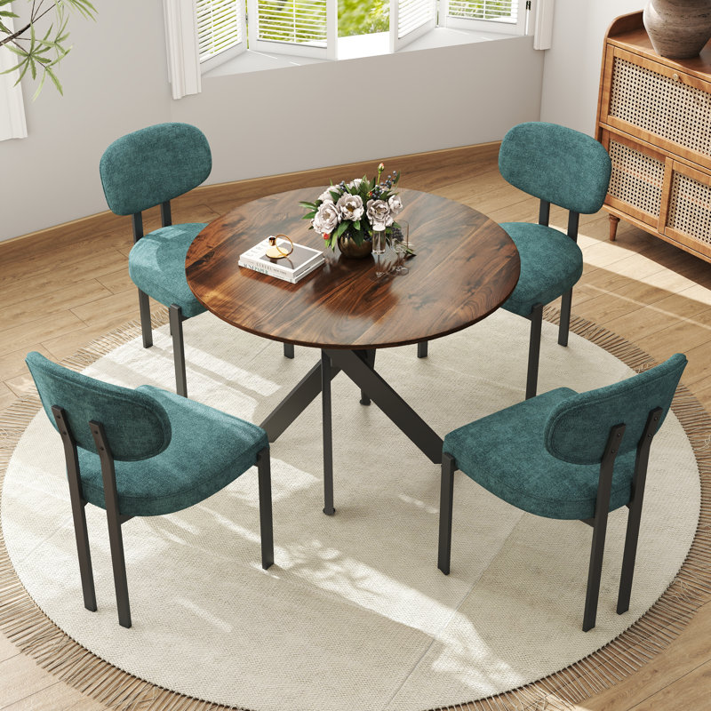 Ensemble repas rond à piédestal, 5, Brun, Vert