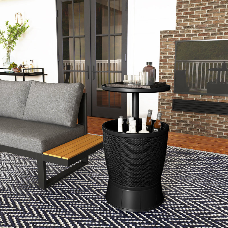 Table d'appoint d'extérieur, table d'appoint 11 gallons, noir, Noir