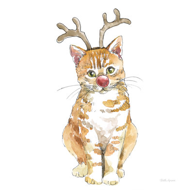 " Christmas Kitties III Square " by Beth Grove
