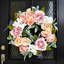 Couronne de printemps 20 po pour porte d'entrée, pivoine rose artificielle et couronne florale de lavande avec roses, hortensias et feuilles de lapin pour porte, mur, mariage et décor de maison de campagne