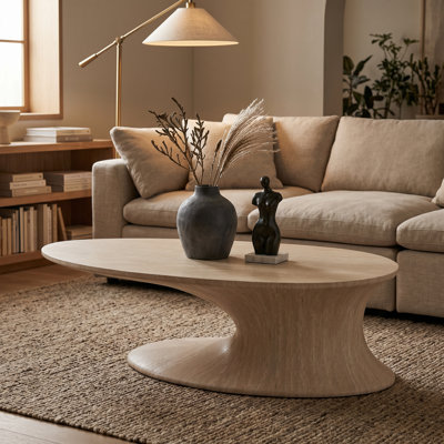 Amra Oval Coffee Table, Sandstone Greige