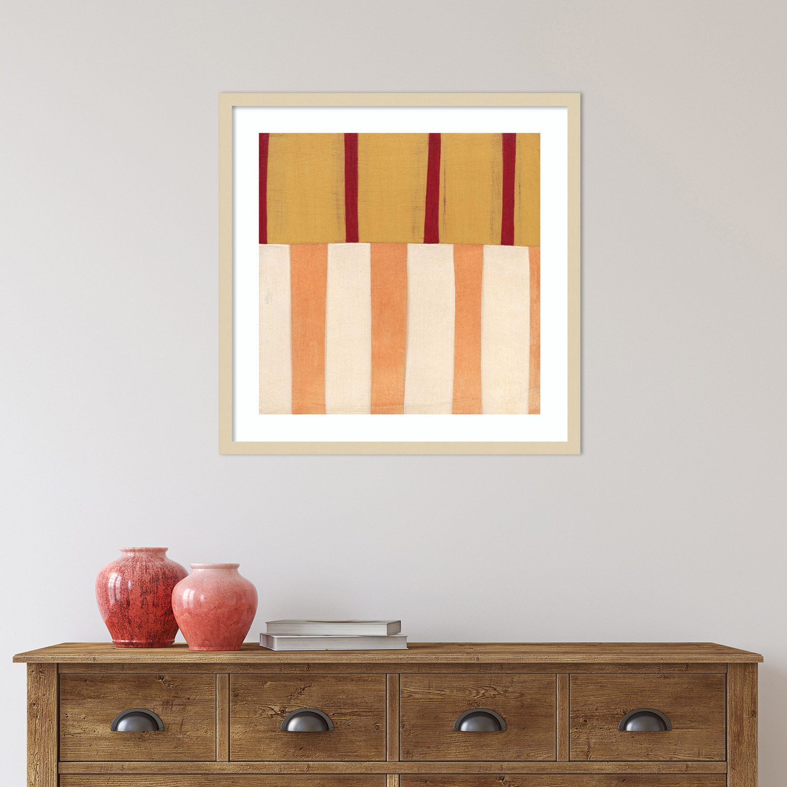 Broken Stripes 3 by Laura Nugent, Brown, 25" H x 25" W x 1" D