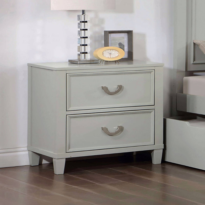 Table de chevet en bois massif transitionnelle 1Pc, Gris