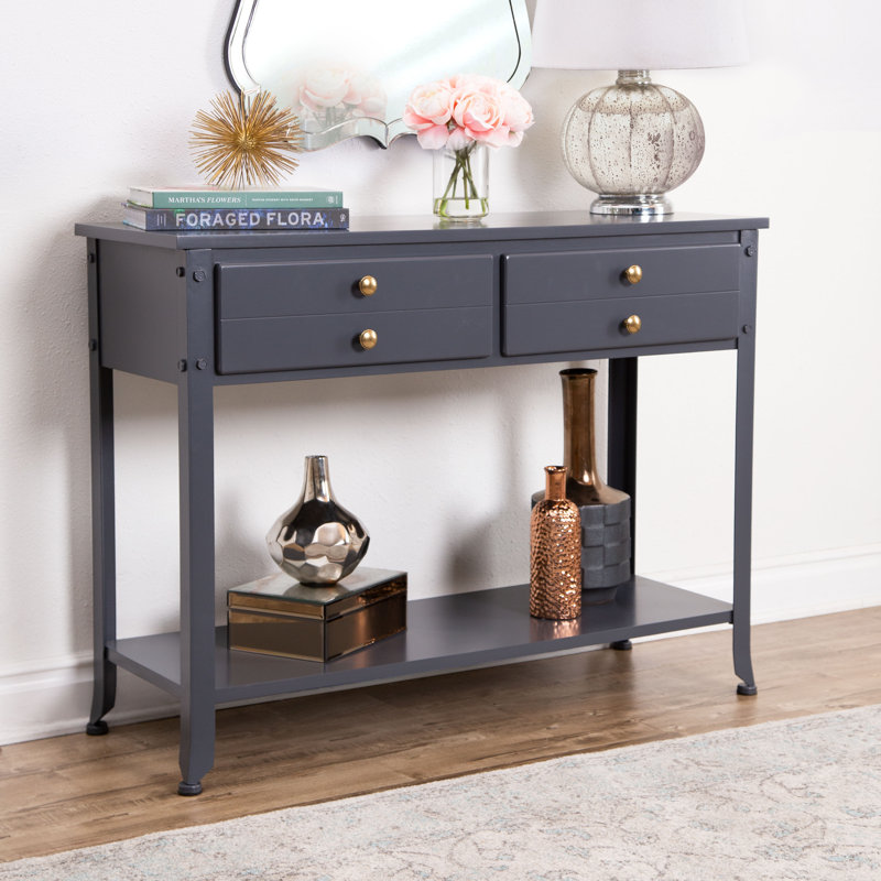 42.5'' Solid Wood Console Table, Antiqued Blue