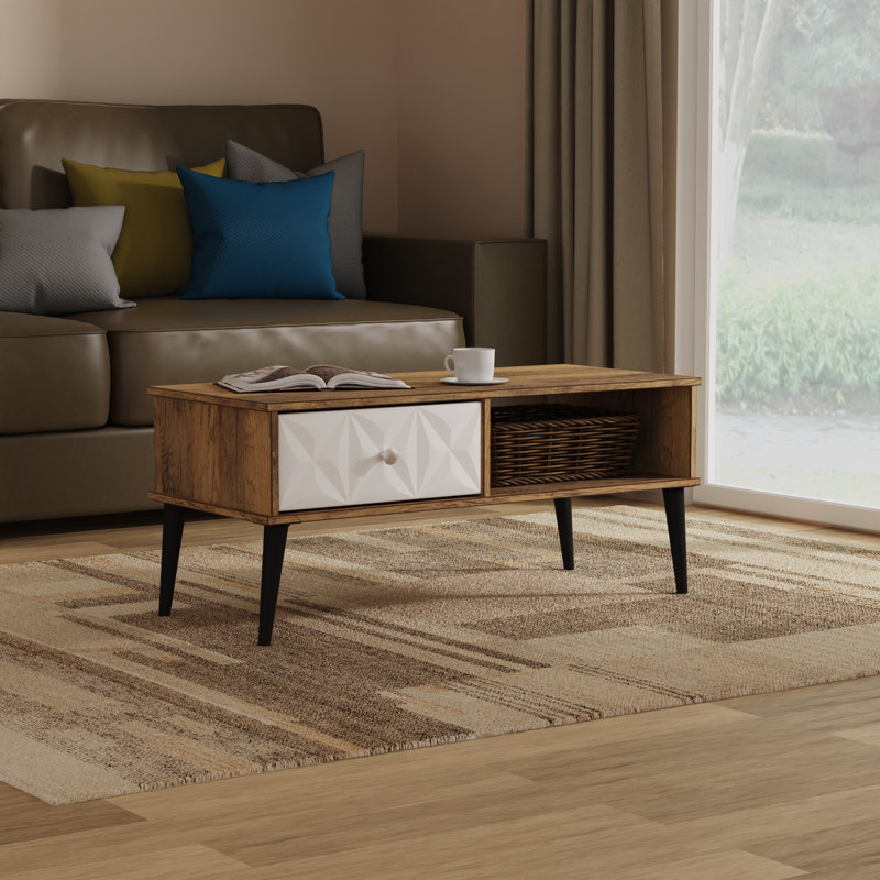 Akuna Coffee Table with Storage, White/Dark Brown Wood