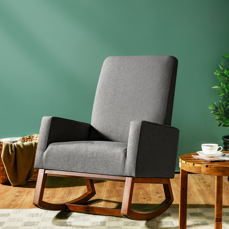 Aderes Solid Wood Rocking Chair, Grey