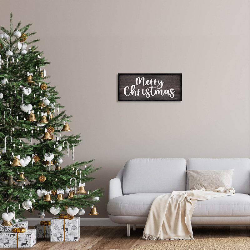Merry Christmas Farmhouse Expression AT-139, Giclée encadrée noir minuit, H 10 po x l 24 po x P 1,5 po